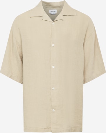 WEEKDAY Comfort fit Button Up Shirt in Beige: front