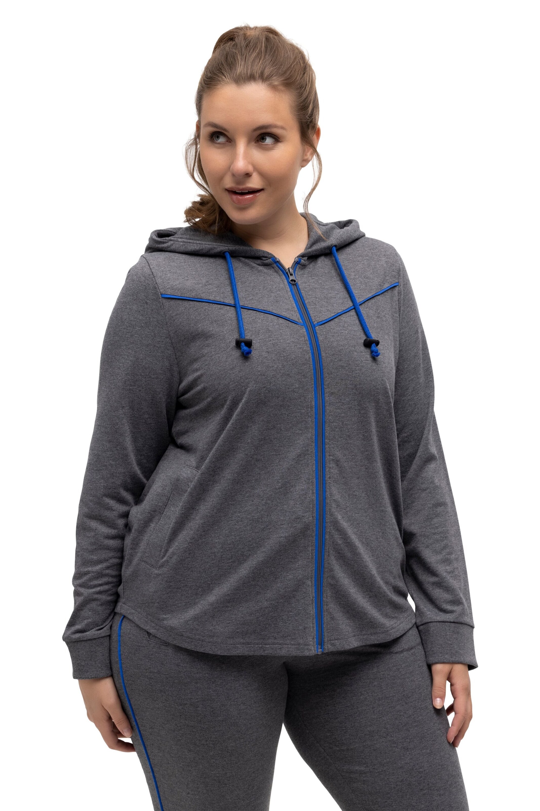 Ulla Popken Sweatjacke in Grau: Vorderseite