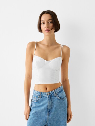 Bershka Top – bílá: přední strana