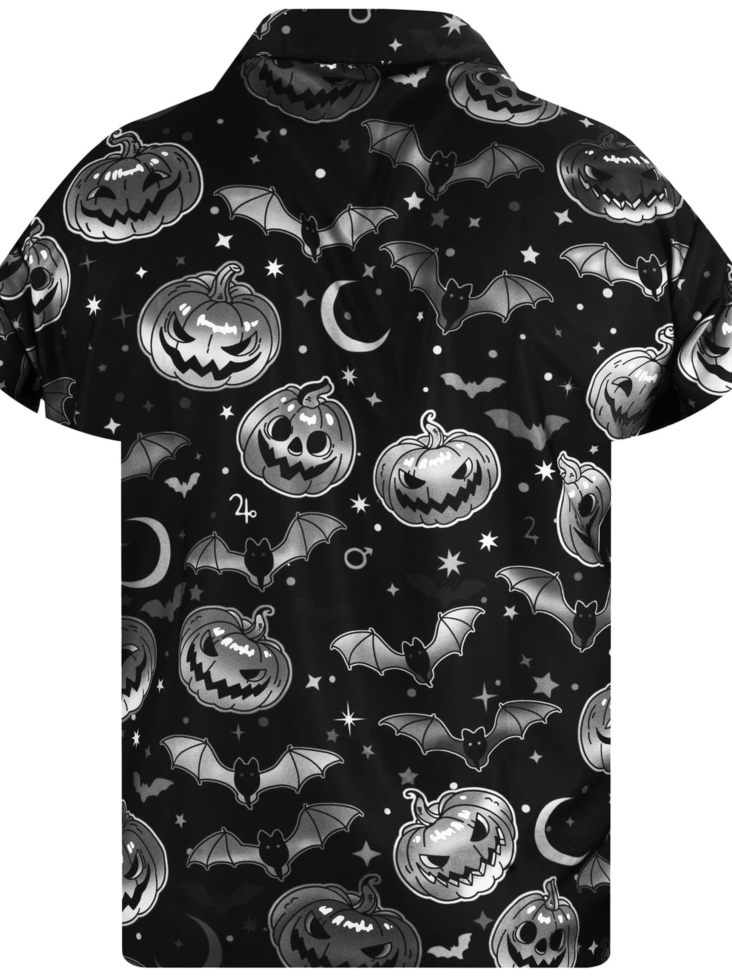 Maglietta 'Helloween Pumpkin Bat' di King Kameha in nero
