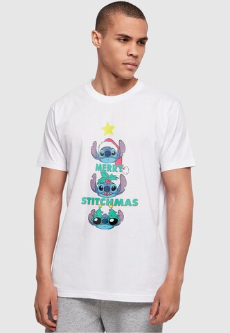 ABSOLUTE CULT Shirt 'Lilo And Stitch - Merry Stitchmas' in Wit: voorkant