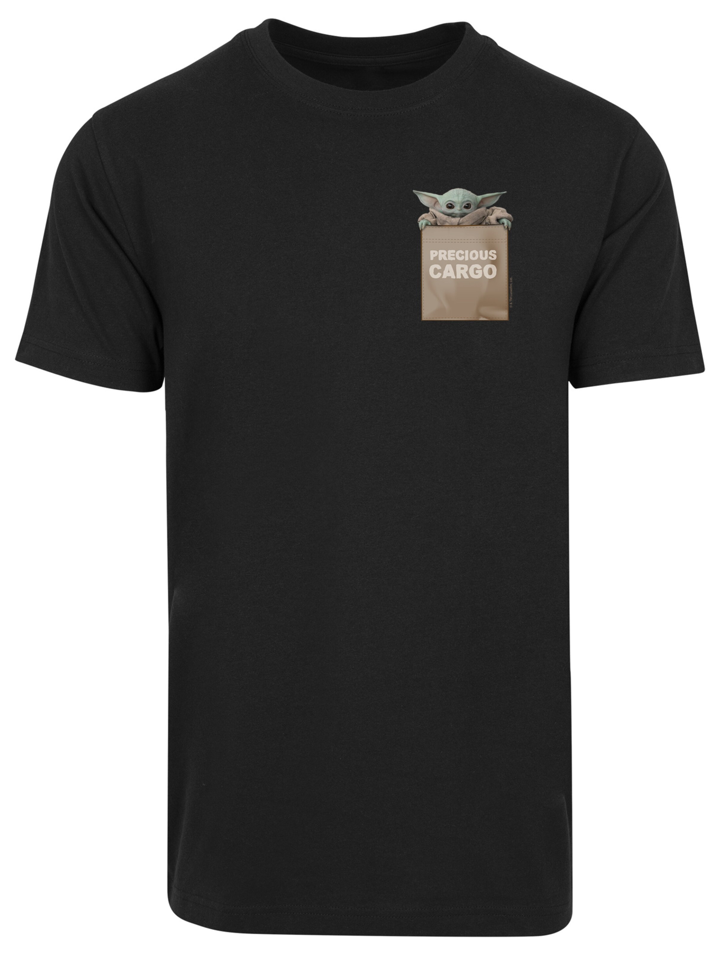 F4NT4STIC Shirt 'Star Wars Mandalorian Precious Cargo Grogu Das Kind' in Zwart: voorkant