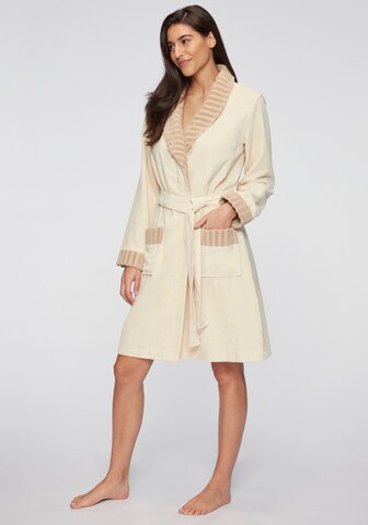 VIVANCE Bathrobe long in Beige: front