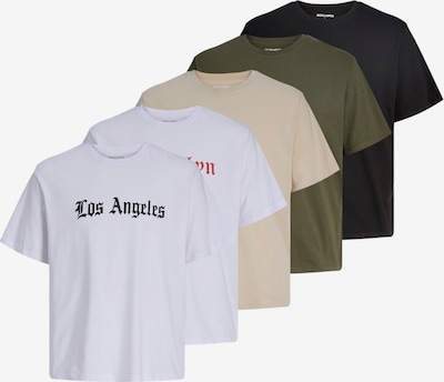 JACK & JONES T-Krekls 'JJWOLFIE', krāsa - bēšs / haki / sarkans / melns / balts, Preces skats