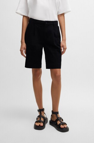 BOSS Loose fit Pleat-Front Pants 'C_Taggie' in Black: front