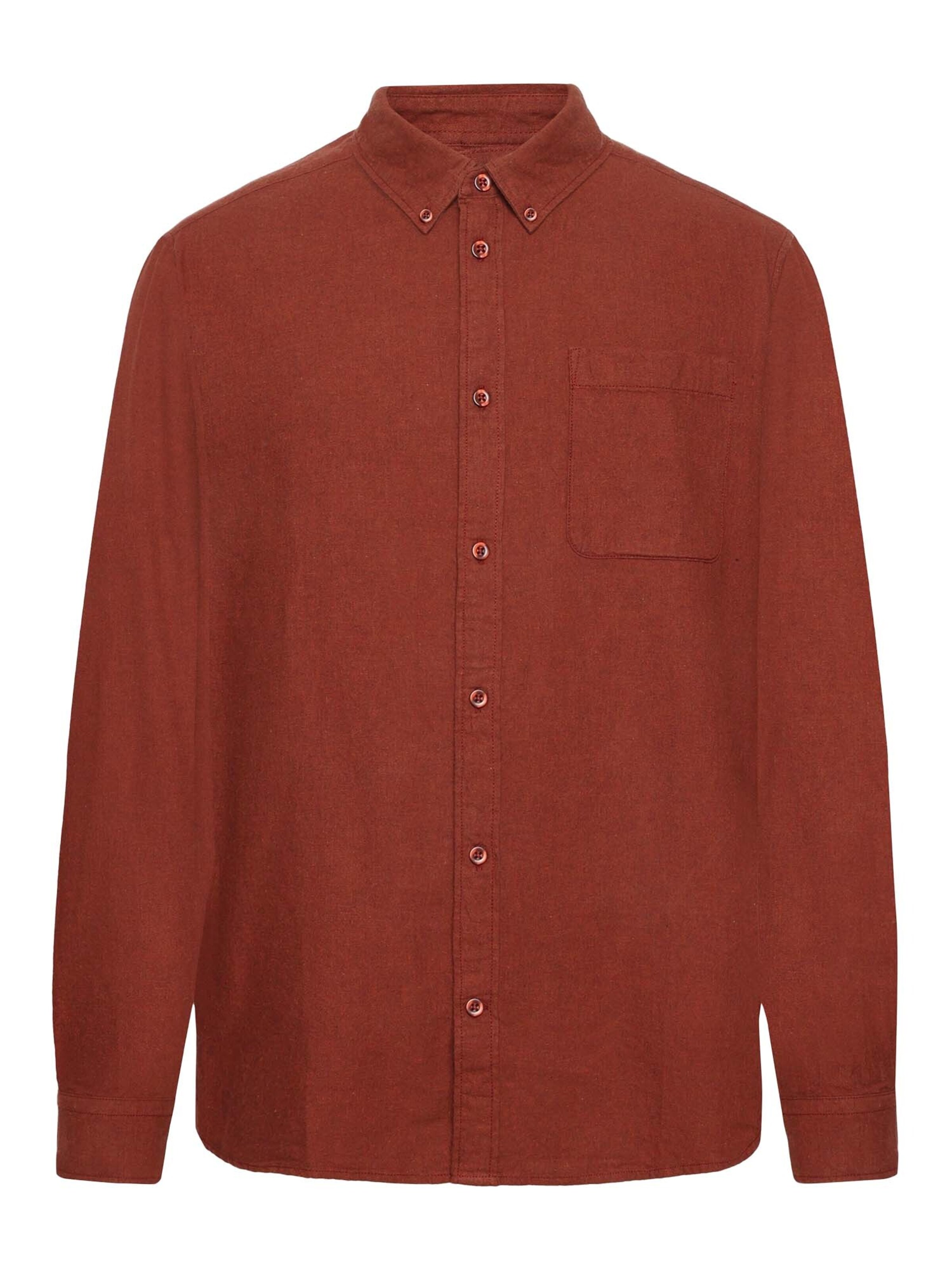 KnowledgeCotton Apparel Regular fit Button Up Shirt in Red: front