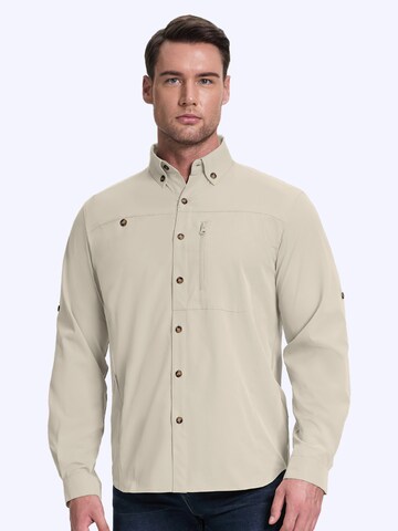 33,000ft Regular fit Athletic Button Up Shirt '33,000ft Men's Long Sleeve Shirts' in Beige: front