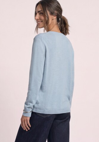 STREET ONE Basic Pullover mit U-Boot-Ausschnitt in Blau