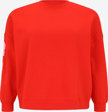 Sweat-shirt 'PCFANY' PIECES Curve en rouge : devant