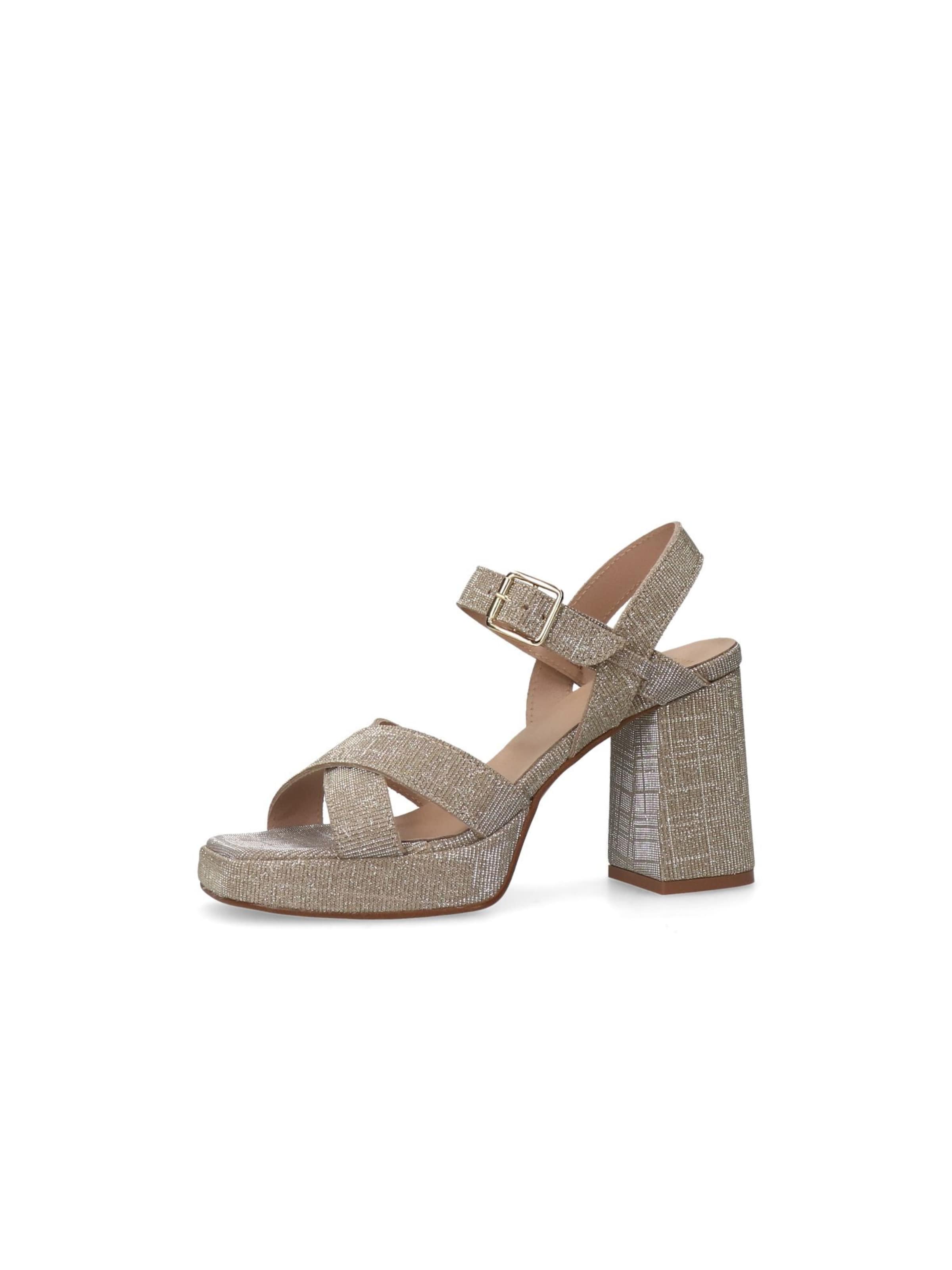 MANFIELD Sandale in Gold: Vorderseite