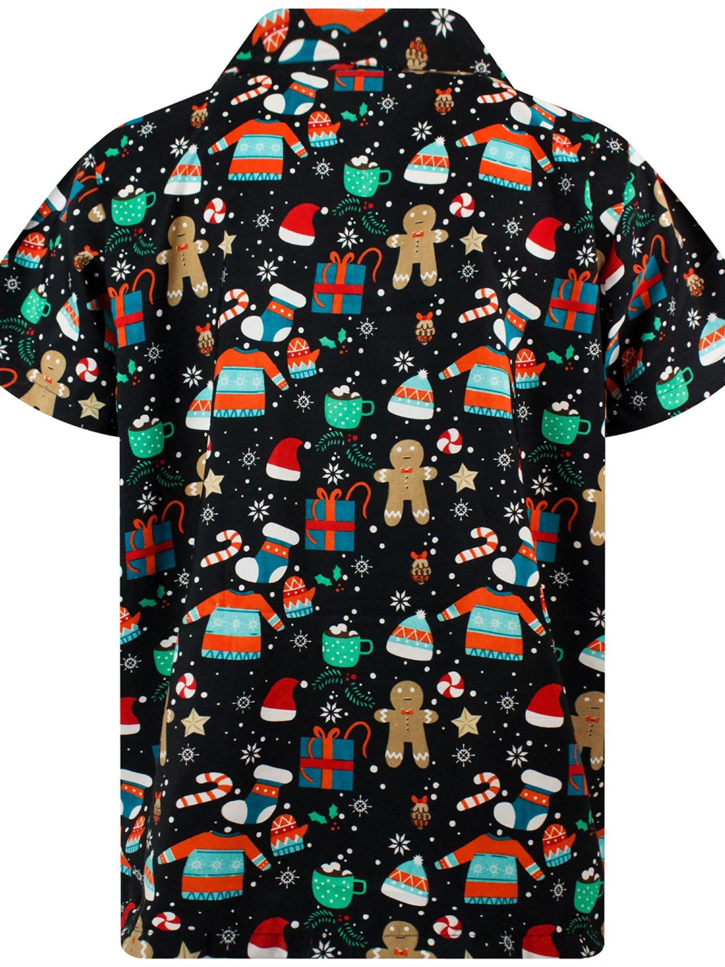 King Kameha Regular fit Overhemd 'Christmas Gingerbread' in Zwart