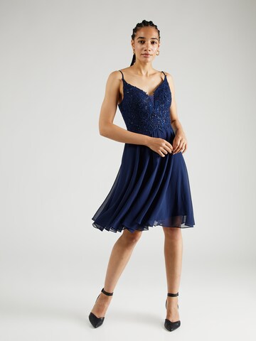 Robe de cocktail mascara en bleu : devant