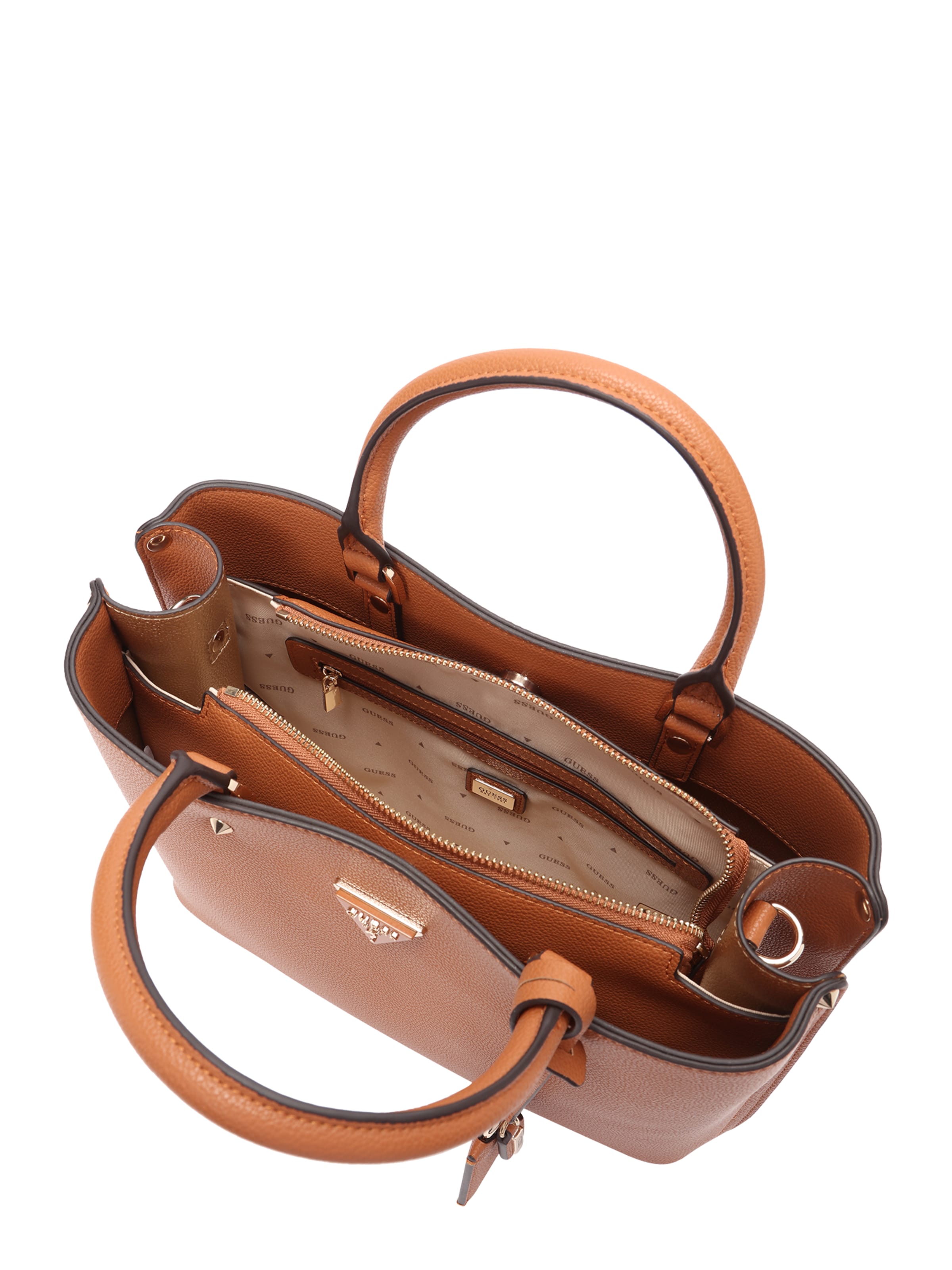 GUESS Handtasche 'MERIDIAN II GIRLFRIEND SATCHEL' in Braun