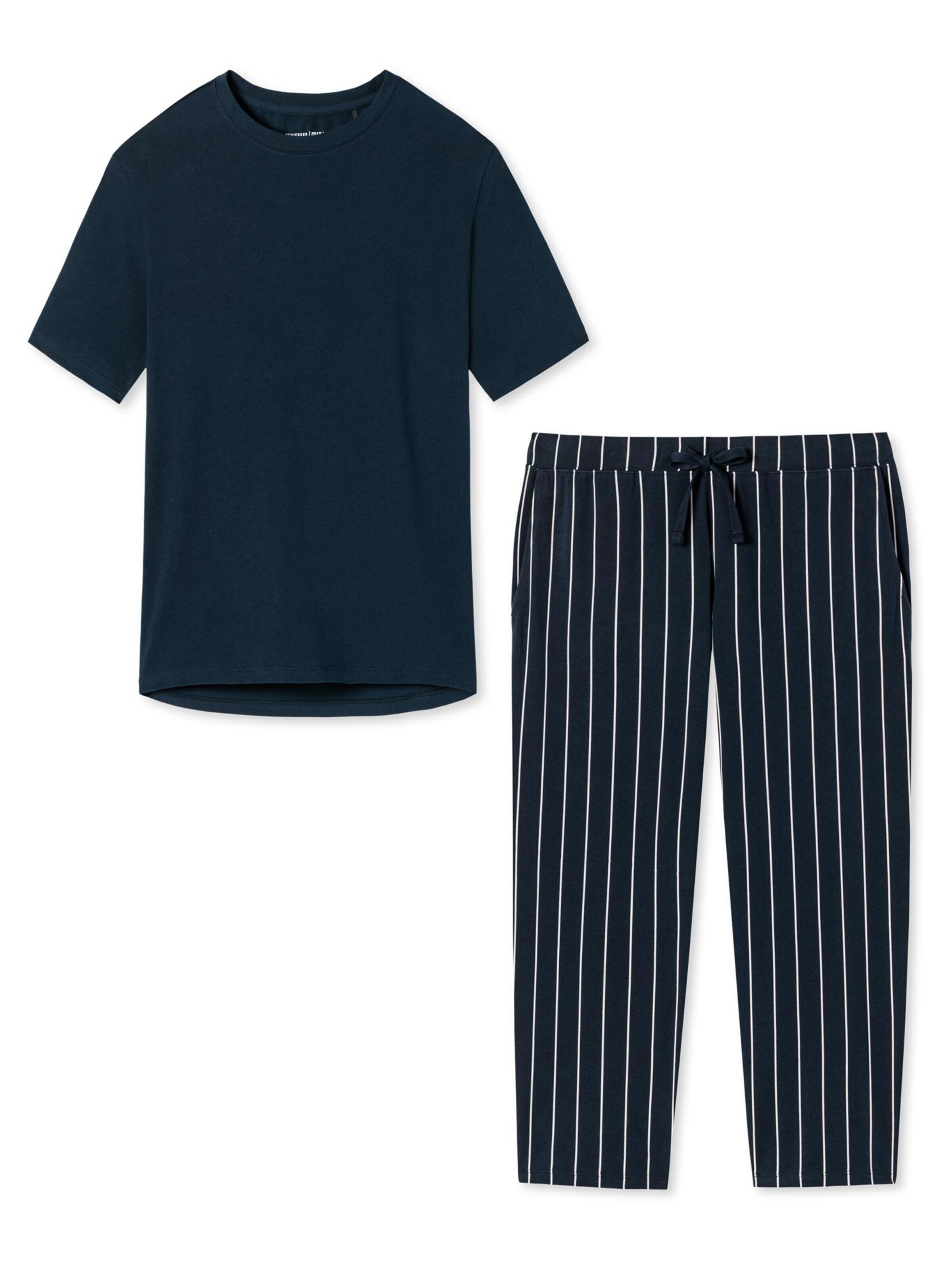SCHIESSER Pyjama 'Cotton' in Blauw: voorkant