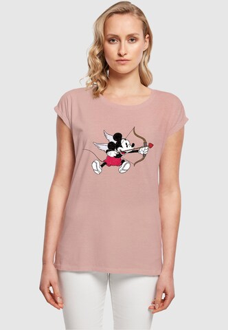ABSOLUTE CULT T-Shirt 'Mickey Mouse - Love Cherub' in Pink: predná strana