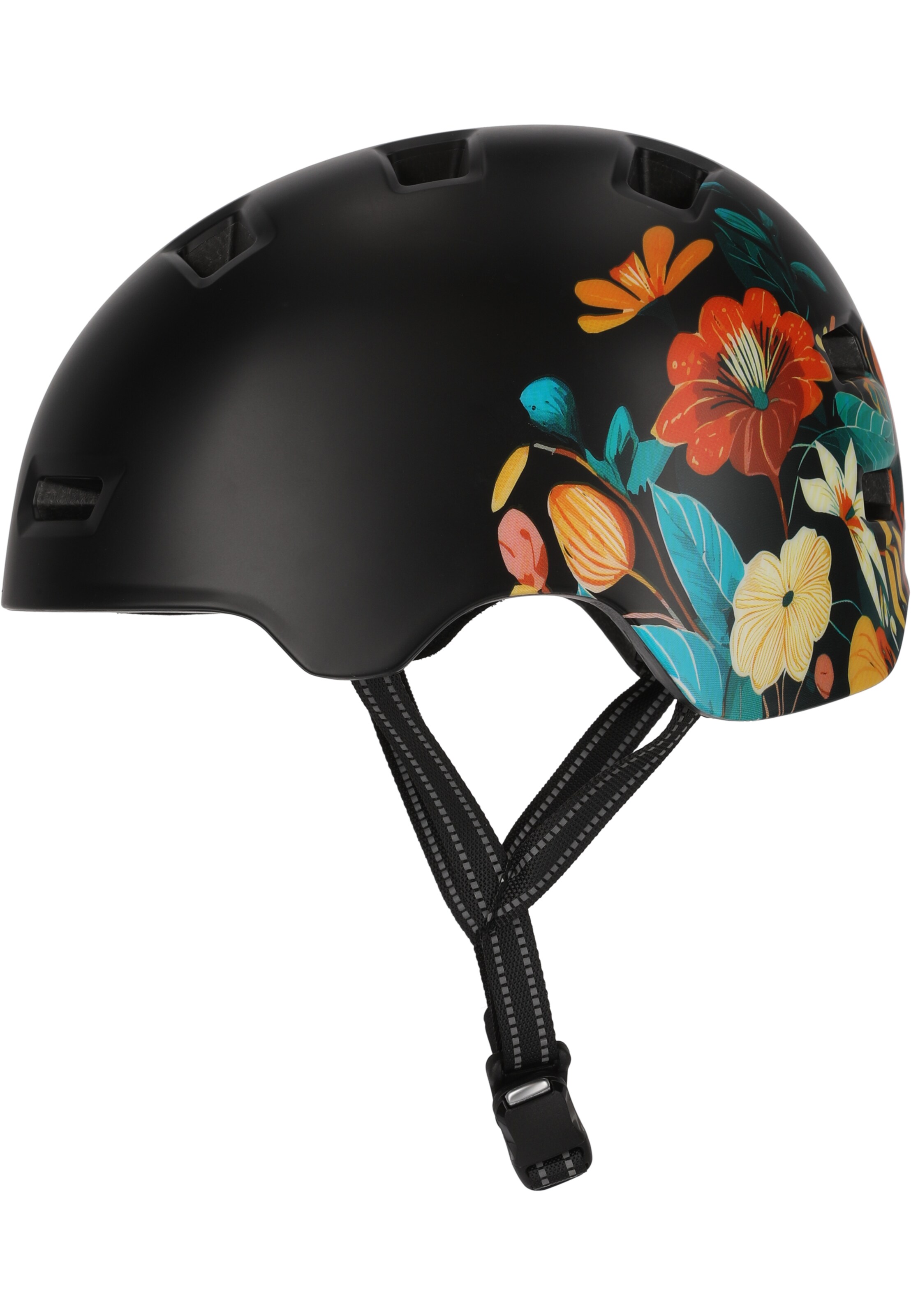 Crazy Safety Helmet 'Rampage Flower' in Black: front
