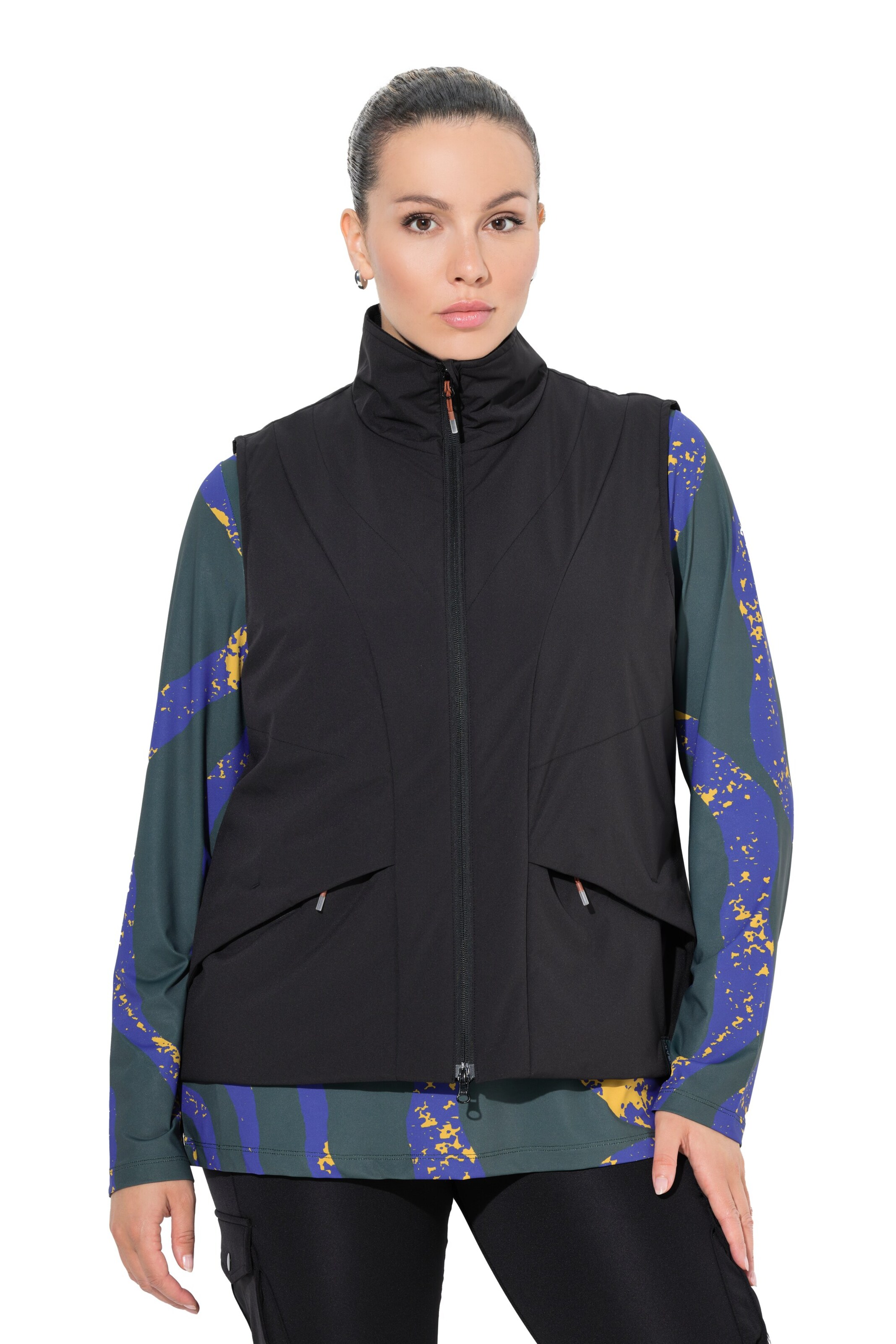 Ulla Popken Bodywarmer in Zwart: voorkant