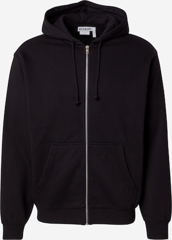 WEEKDAY Sweat jacket 'Classic' in Black: front