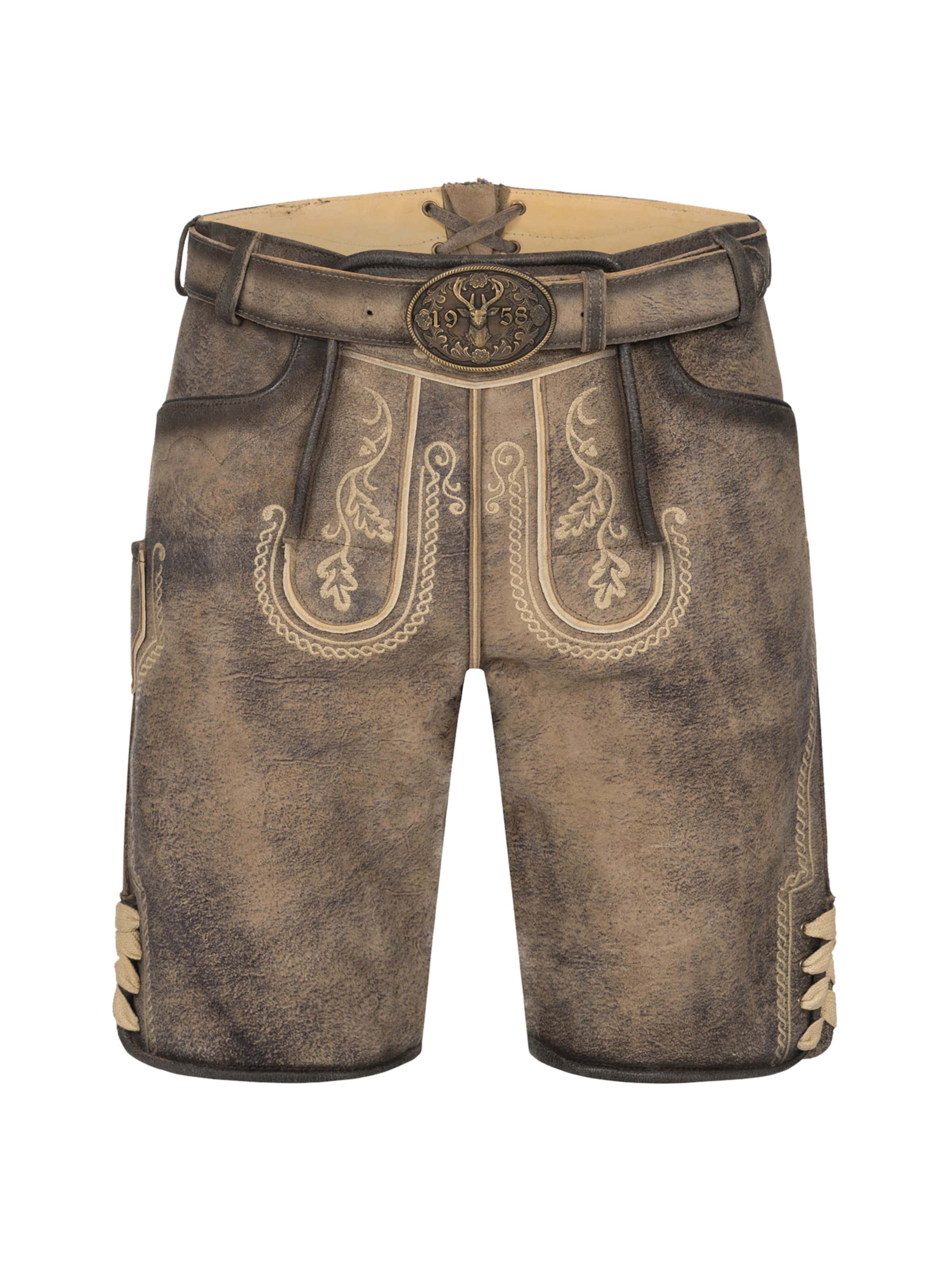 Krüger Buam Regular Traditional pants ' Magnus ' in Brown: front