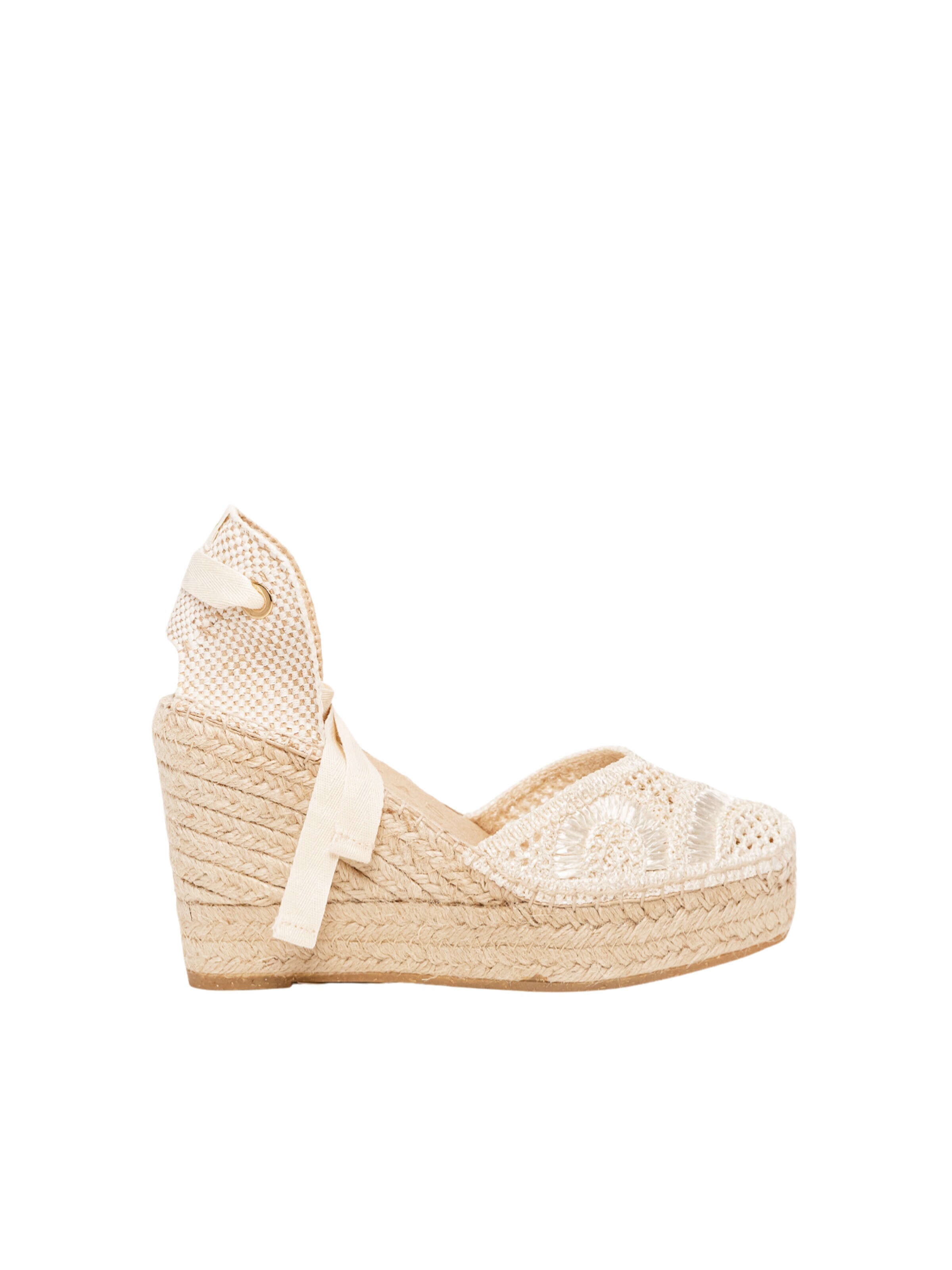 Alhamas - Sandália 'Alpargata Cuña 10 cm' em branco: frente