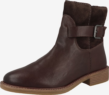 CLARKS Ankle Boots 'Cologne Strap' in Brown: front