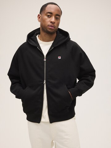 FILA - Sudadera con cremallera 'BORNO oversized raglan 2-way zip hoodie' en negro: frente