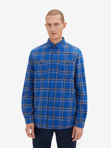 TOM TAILOR Comfort fit Button Up Shirt in Blue: front