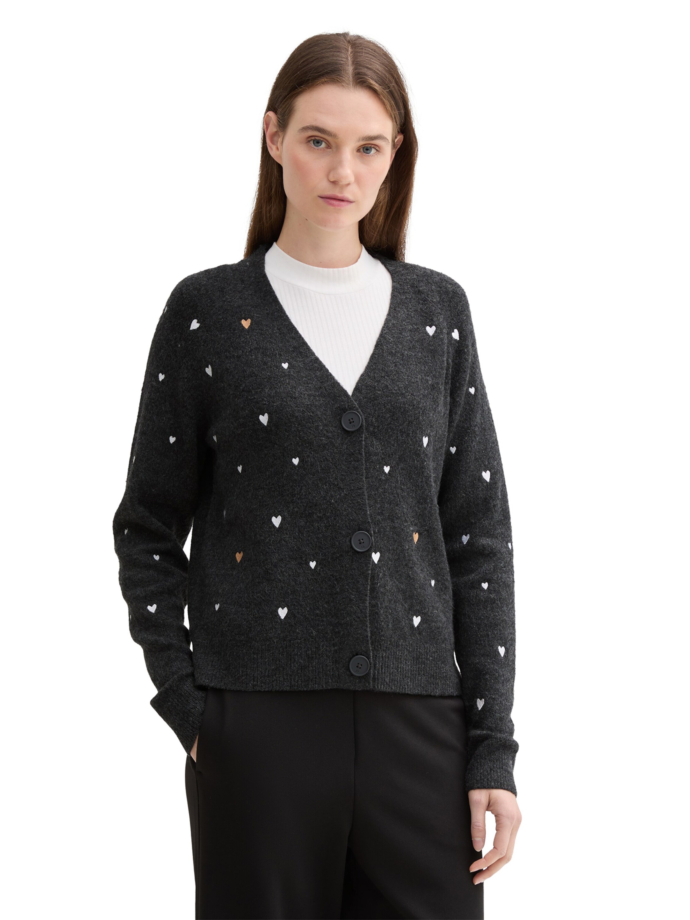 TOM TAILOR DENIM Pletena jopa | siva barva: sprednja stran