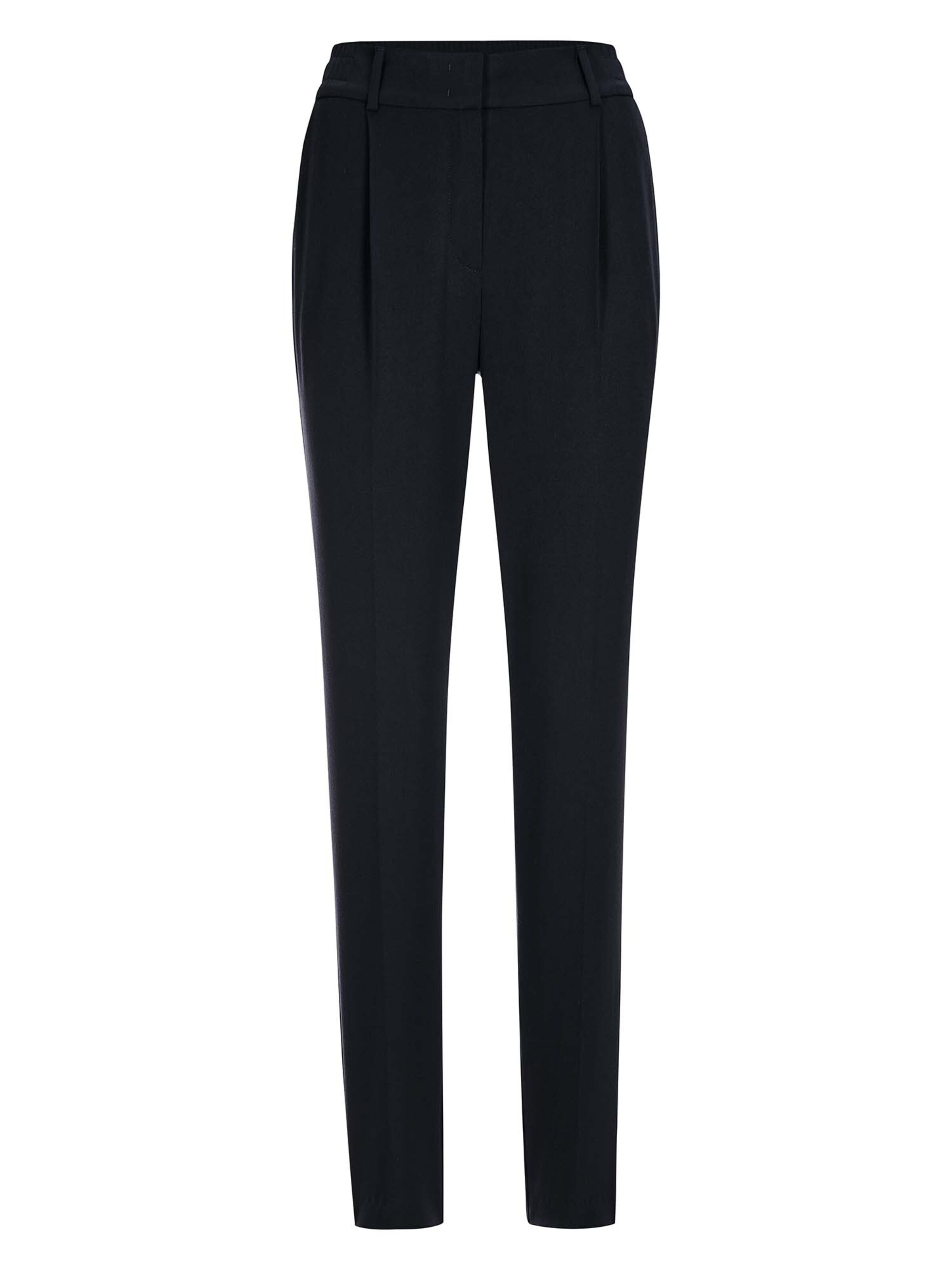 MADELEINE Tapered Pleat-Front Pants in Blue: front
