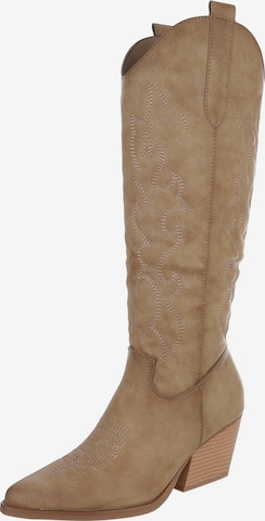 Ital-Design Cowboy Boots in Brown: front