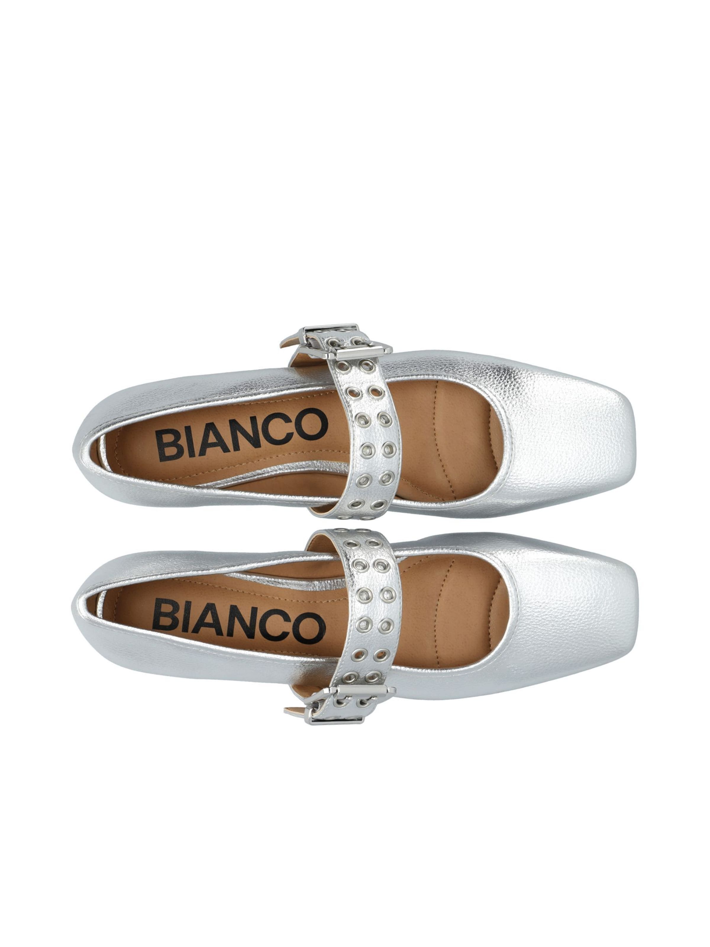 Bianco Ballerinasko med rem 'ROSE ' i sølv