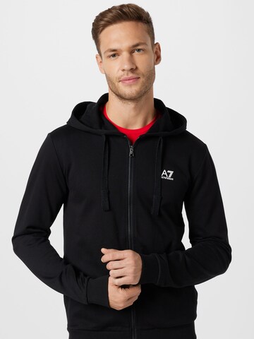 Veste de survêtement EA7 Emporio Armani en noir : devant