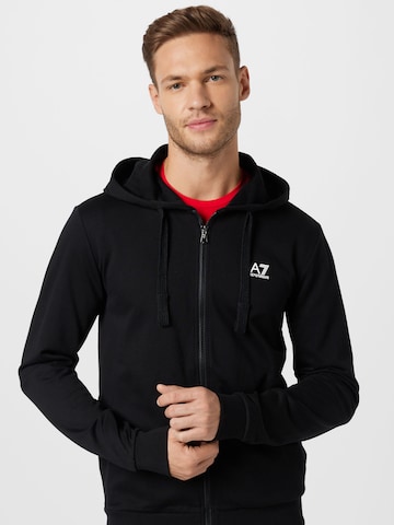 EA7 Emporio Armani Sweat jacket in Black: front