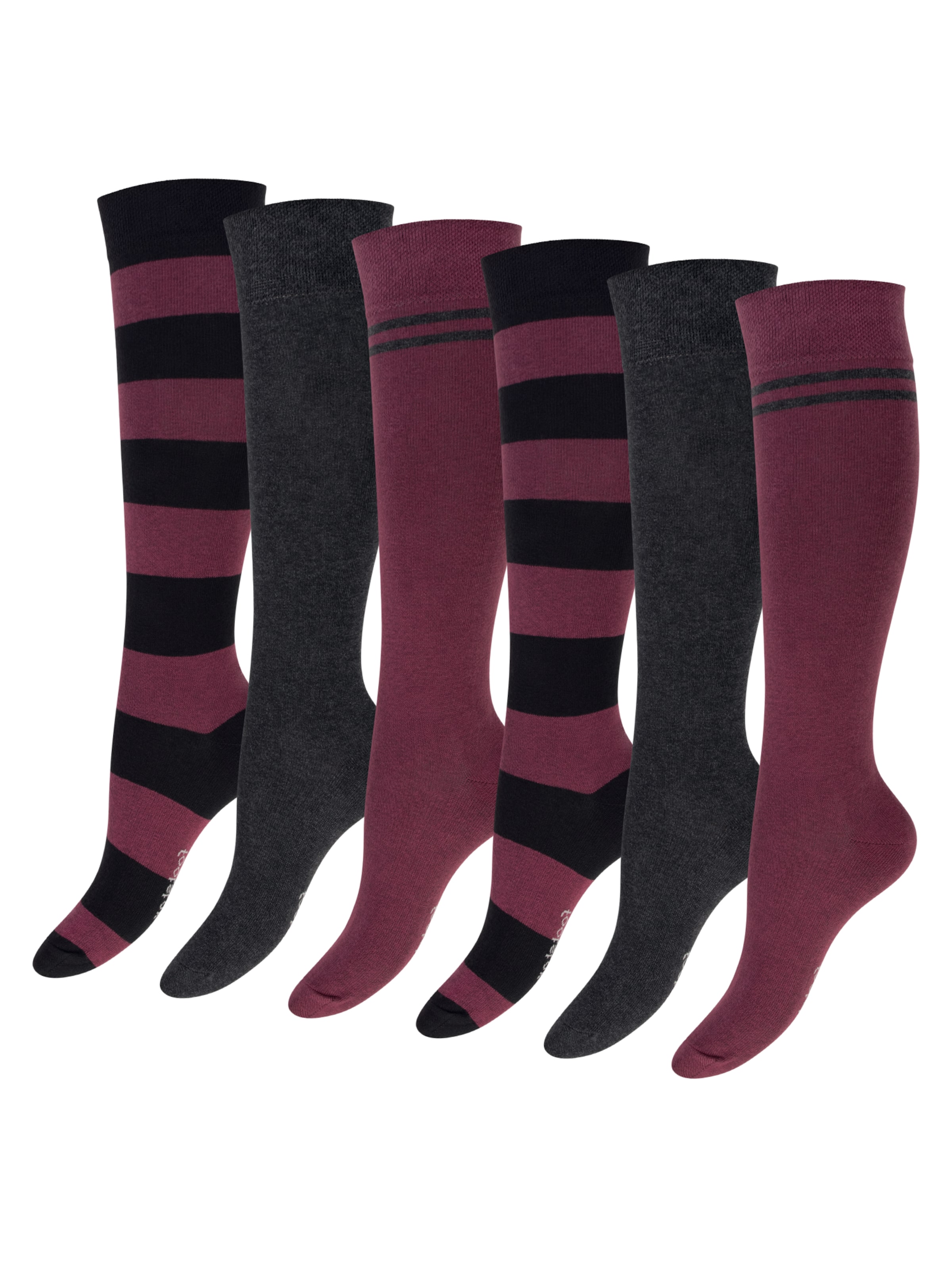 footstar Kniestrümpfe 'Ringel'‌‌‌ in Rot: Vorderseite