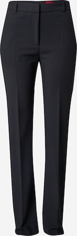 HUGO Red Flared Trousers with creases 'Hinovi' in Black: front