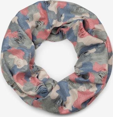 styleBREAKER Schlauchschal 'Destroyed Loop mit Camouflage Muster' in Rot: Vorderseite