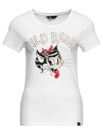 Queen Kerosin Shirt 'Wild Rebel' in Weiß: Vorderseite