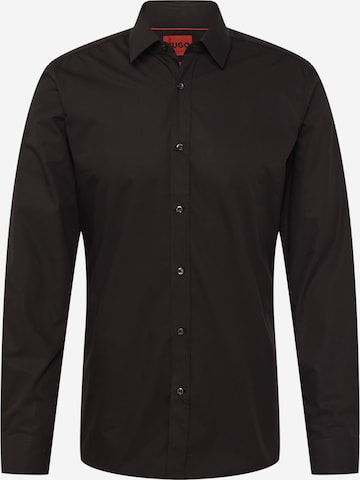 HUGO Red Slim Fit Риза 'Elisha' в черно: отпред