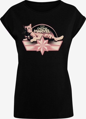 ABSOLUTE CULT Shirt 'Captain Marvel - Chillin Goose' in Zwart: voorkant