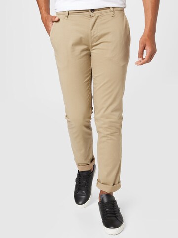 Coupe slim Pantalon chino BOSS en beige : devant