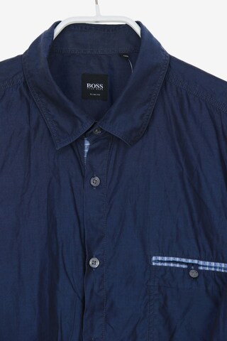 BOSS Black Button Up Shirt in L in Blue