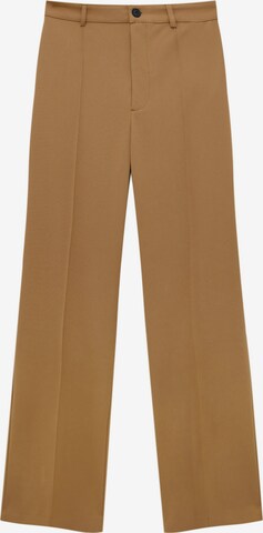 Pull&Bear Wide leg Trousers in Brown: front