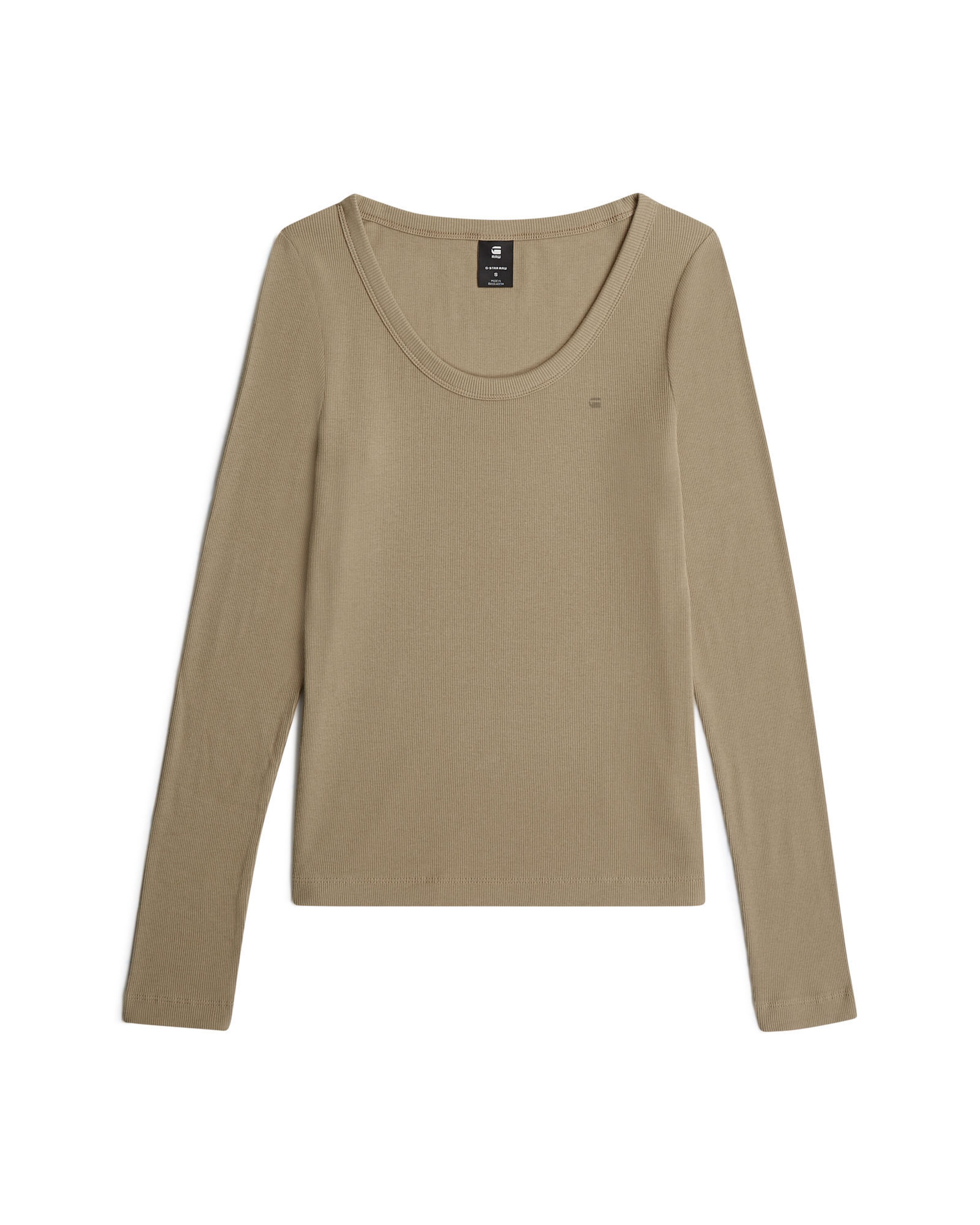 G-STAR Shirt 'Slim Rib Open Neck ' in Brown: front