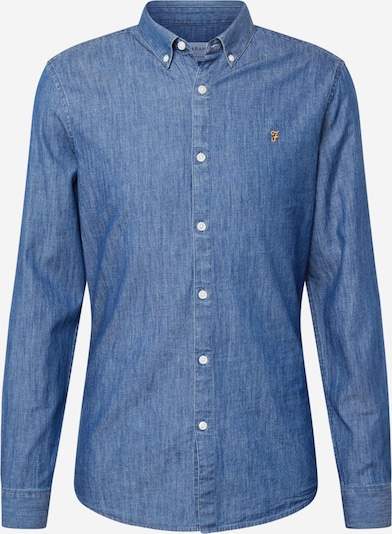 FARAH Skjorta i blå denim / brun, Produktvy