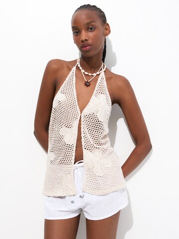 Pull&Bear Gebreide top in Beige: voorkant
