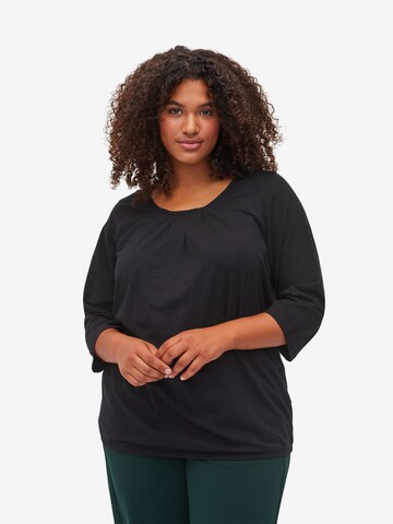 Zizzi Bluse 'MLOA' in Schwarz: predná strana