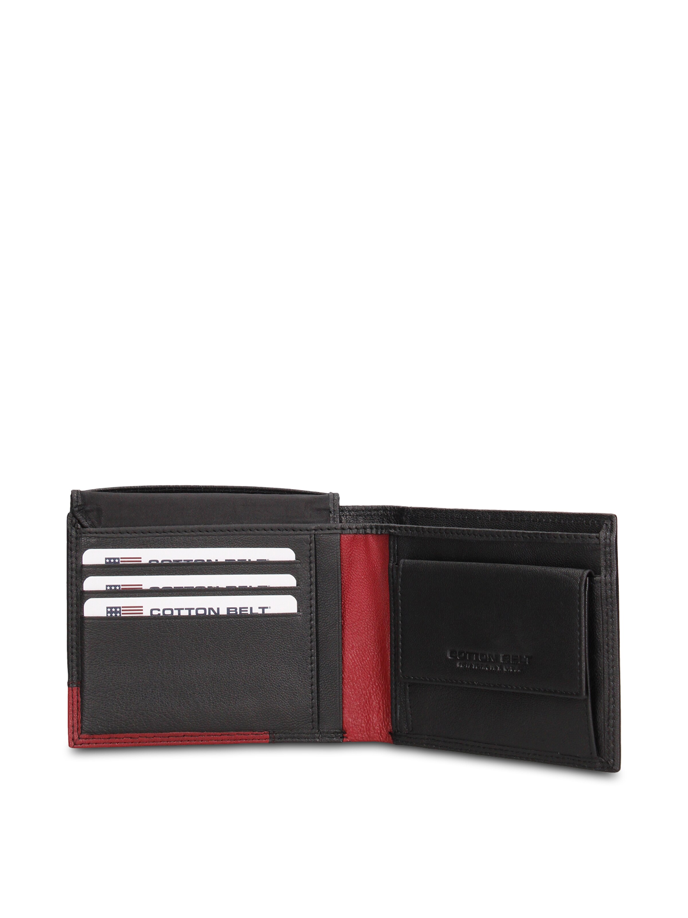 Portamonete 'Portafoglio Uomo Vera Pelle Bicolore Cotton Belt - Compatto e Elegante' di cotton belt in rosso