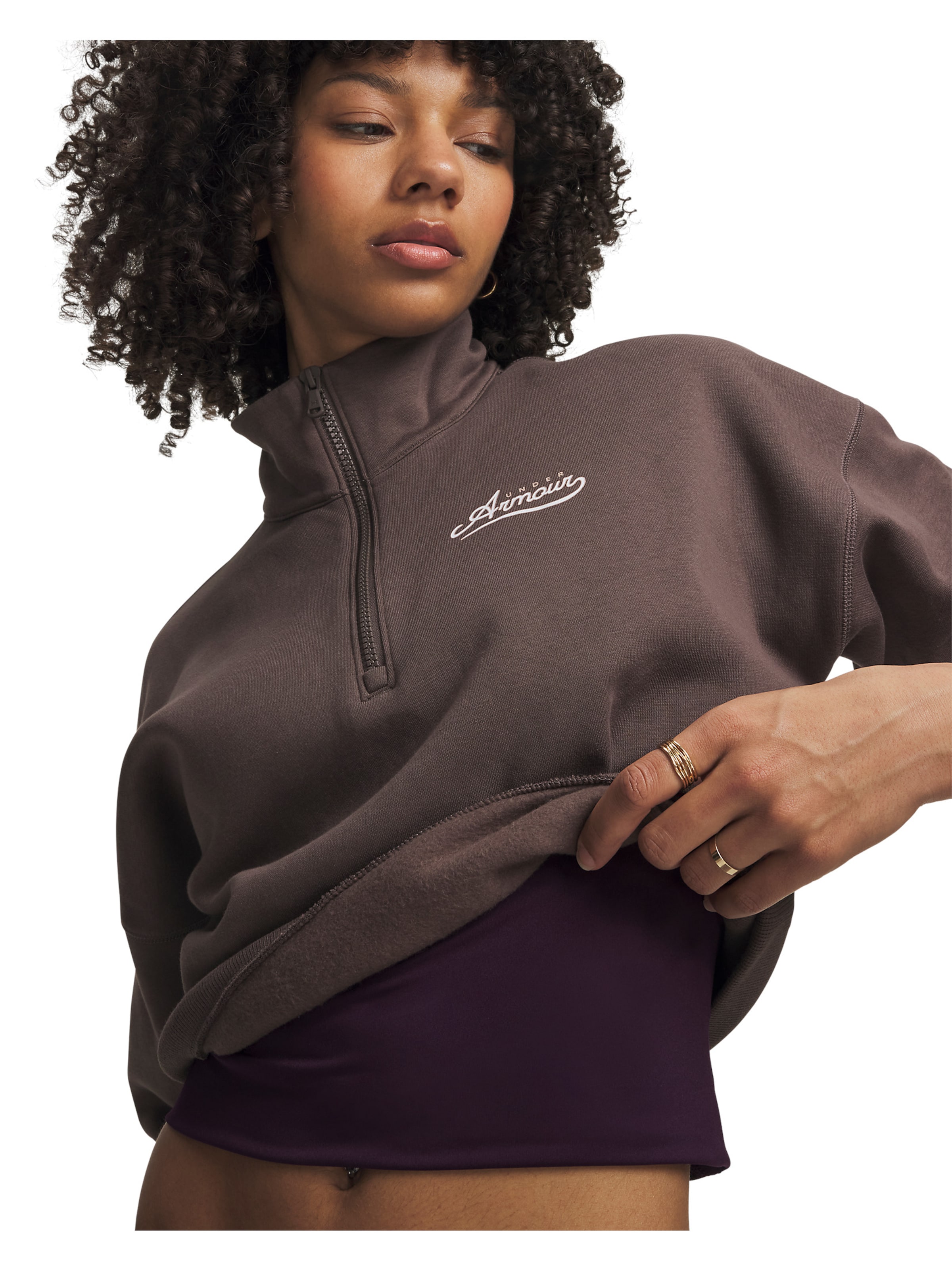 UNDER ARMOUR Sportief sweatshirt 'Rival Fleece' in Bruin