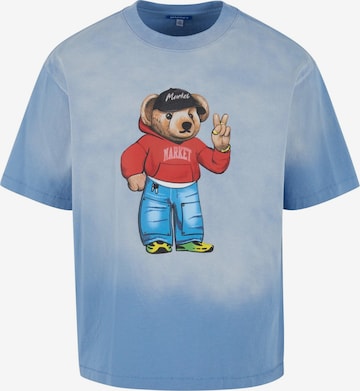 MARKET Tričko 'Fit Check Bear' – modrá: přední strana