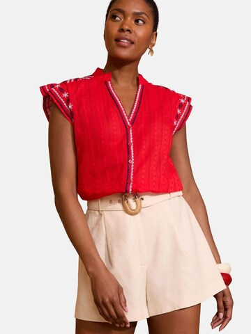 love & roses Blouse in Rood: voorkant